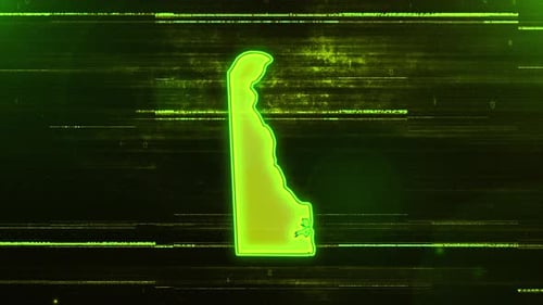 Digitale futuristische Glitch-Karte von Delaware