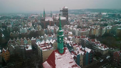 Drone View of the Old Town Gdansk Poland