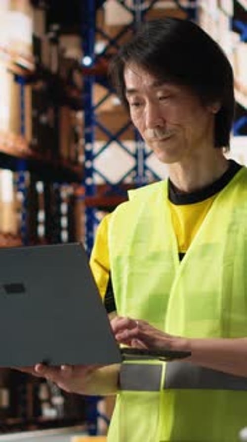 Vertical Video Multiethnic Staff Processing Ecommerce Orders and Reviewing Invoices