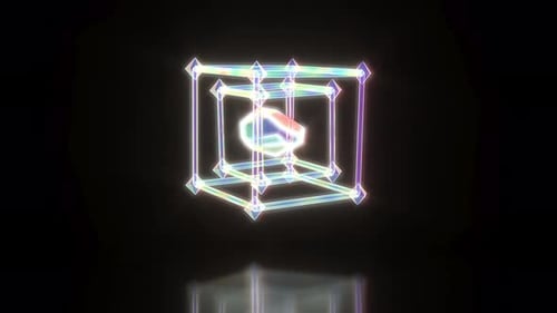 Glow Diamond Boxes in Abstract 3d Style Neon Graphic Modern Bright Able to Loop Seamless