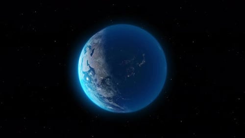 Planet Earth Rotate in Realistic 3d Style Starry Back Space Able to Loop Seamless