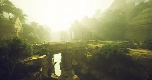 Majestuosa escena al aire libre con terreno accidentado y luz solar
