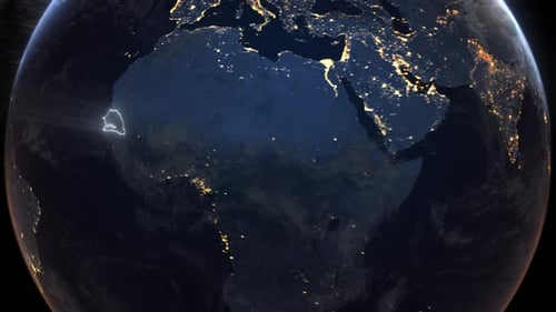 Realistic Earth Orbit and Zoom Glowing Borders Senegal