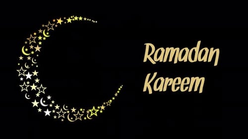 Golden Stars and Crescent Moon Ramadan Kareem Text Reveal