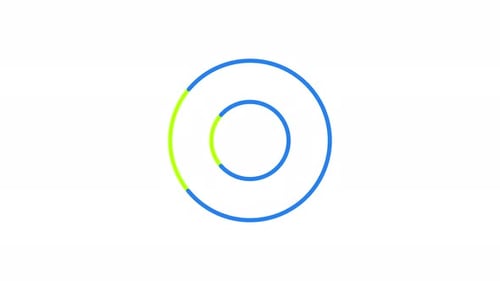 Animation zum Laden von zwei rotierenden Kreisen mit grünem Akzent