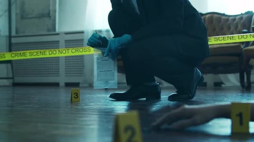 Investigator Collects Evidence at Crime Scene
