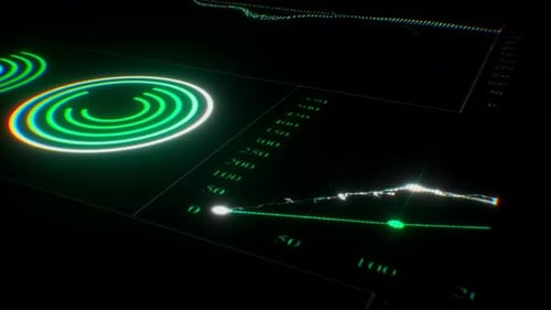 Futuristic Glowing Green Abstract Digital Data Interface Animation