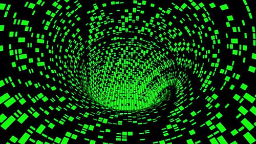 Röhre, die durch den Tunnel verläuft, Vj Loop oder Datentunnel, grüne Version, 4 K, 50 Fps