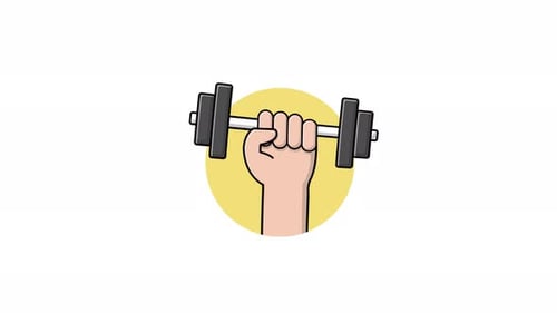 4k Hand Holding Dumbbell. Gym Concept Animation Video