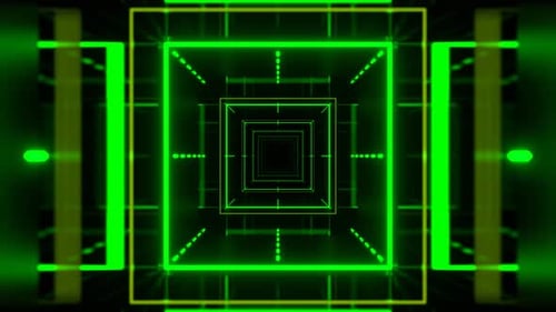 Yellow And Green Geometric Neon Rotating Design Background Vj Loop In 4K