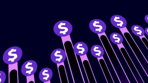 Animated Bar Chart with Rising Dollar Signs for Financial Growth