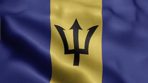 Barbados National Flag Waving Seamless Loop Background
