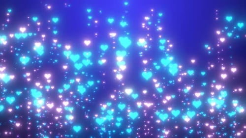 Glowing Neon Hearts Particle Background Animation