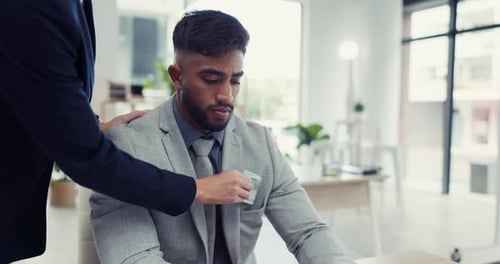 Man Receives Cash Payment at the Office