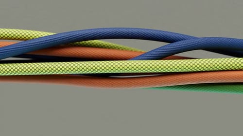 Dynamic Arrangement of Blue, Green and Orange Cords