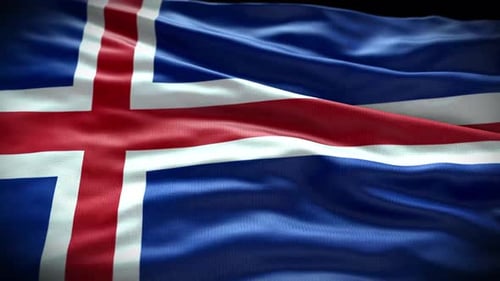 Realistic Waving Flag of Iceland Animation