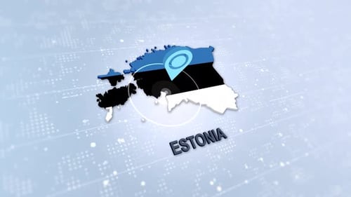Animated 3D Map of Estonia with Location Pin