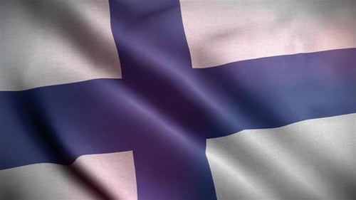 Dynamic Finnish Flag Waving Animation with Realistic Fabric