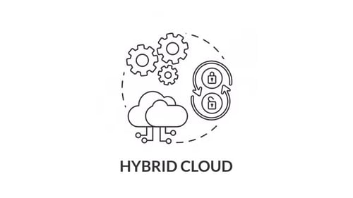 Hybrid cloud concept icon line animation
