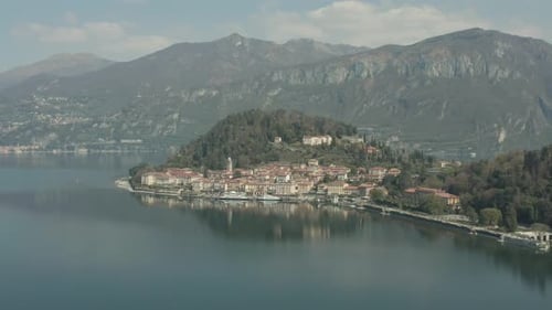 Drone View of Bellagio, Lake Como, in Italy