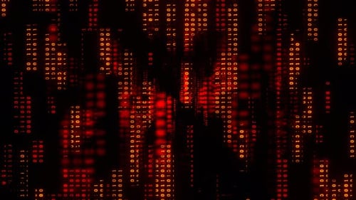 Red And Orange Data Loading Computer Code Matrix Form Cyber Pattern Background Vj Loop In 4K