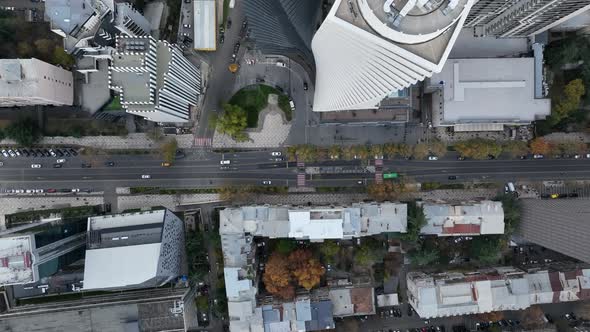 Aerial view of Axis towers - Modern building towers in Tbilisi ...