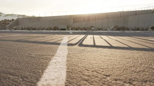 Empty Beach Car Park Spaces Covered in Asphalt