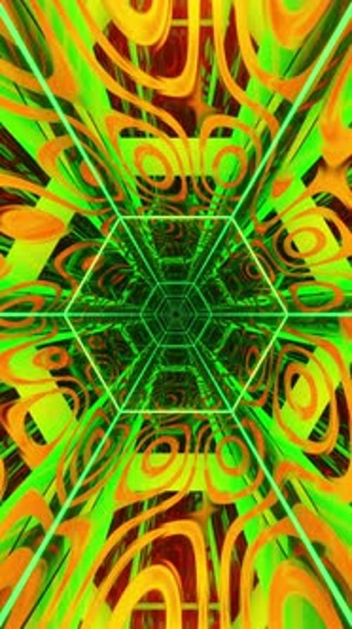 Green and yellow abstract design with star. Looped animation