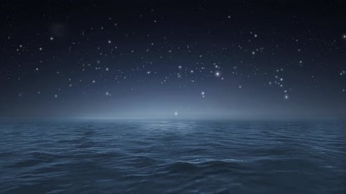 Night Sea And Space Background Loop 4k