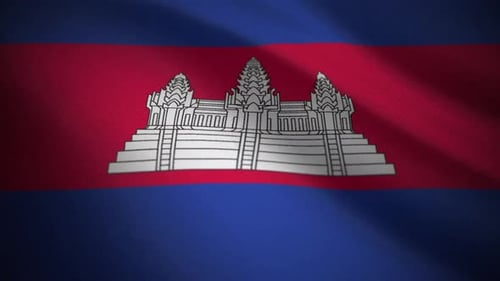 Realistic Waving Flag of Cambodia with Fabric Detail