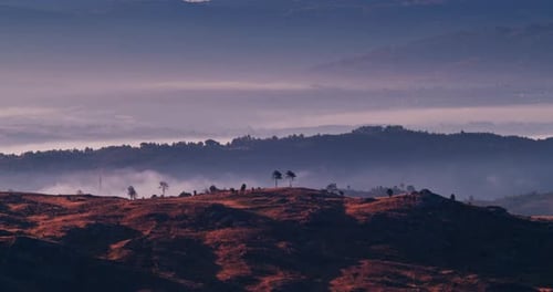 Mist on the mountains timelapse. Close up shot on an endless river of mist.