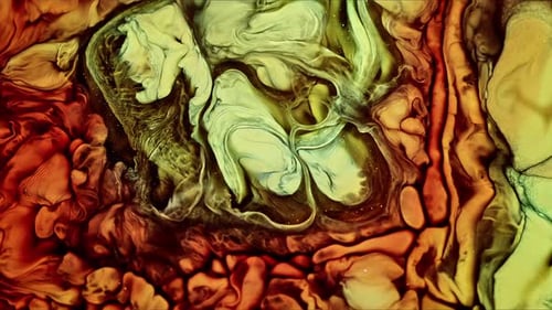 Abstract Flowing Blend of Colors and Fine Particles