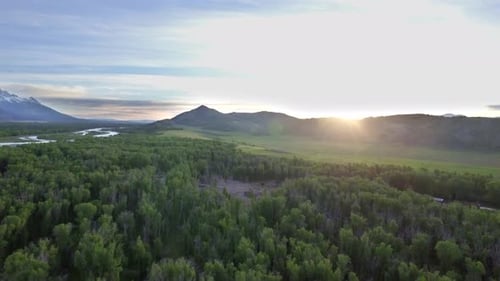 Drone View From Tree Tops Of Mountains And River 2