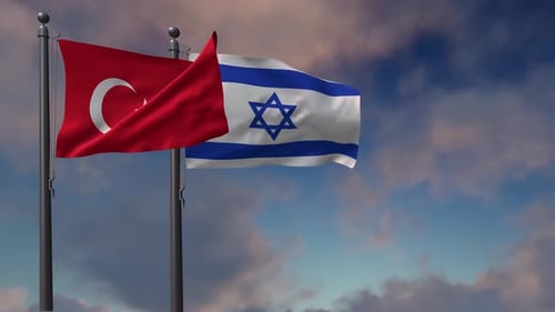 Waving Flags of Turkey and Israel Animation