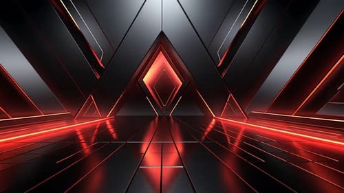 Dark futuristic, geometric, glowing interior