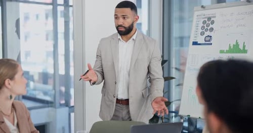 Business Presentation by Man to Colleagues in Office