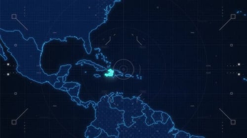 Futuristic Digital World Map with Location Highlight UI