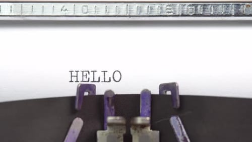 Vintage Typewriter Types the Words Hello World