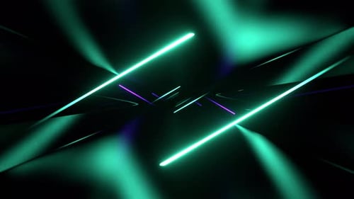 Turquoise And Purple Neon Lasers In The Endless Corridor Background Vj Loop In 4K