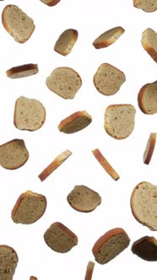Falling Bread Slices Seamless Loop on White Background