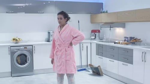 concept of woman is multitasking doing household chores