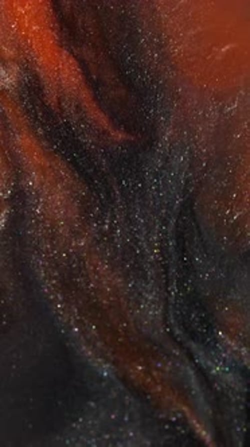 Abstract Liquid Art: Shimmering Metallic Copper and Black