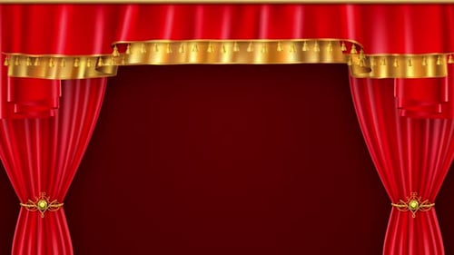 Theatre Curtain Red Gold Opening Stage Animation Background