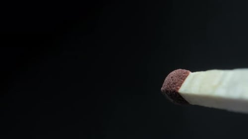 Lighting Match, Striking and Burning in Macro Shot
