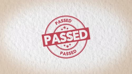 Red Passed Stamp Animation on Textured Background