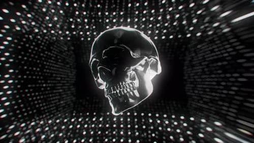 Chrome Skull on Dark Background 4K