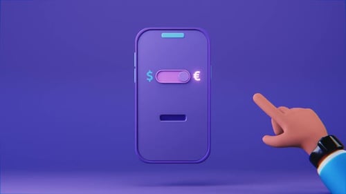 Money Exchange on Smartphone, Mobile Banking Concept in Seamless Loop