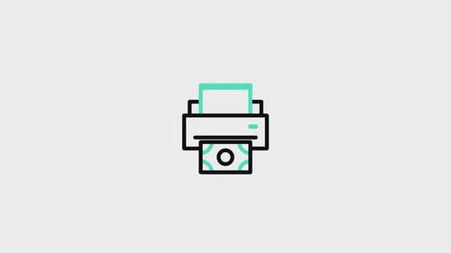 Flat Design Printer Icon Printing Money Animation