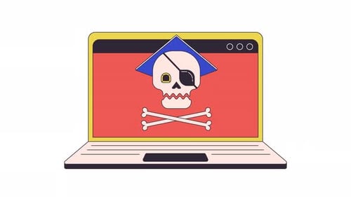 Infected computer virus attack line 2D animation