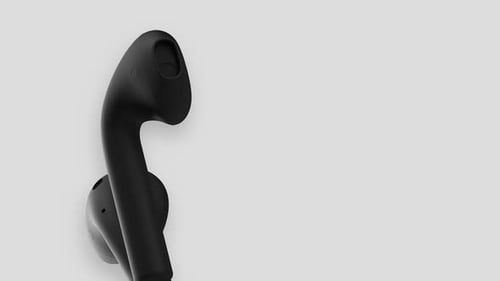 Modern Black Earbud Rotating Animation